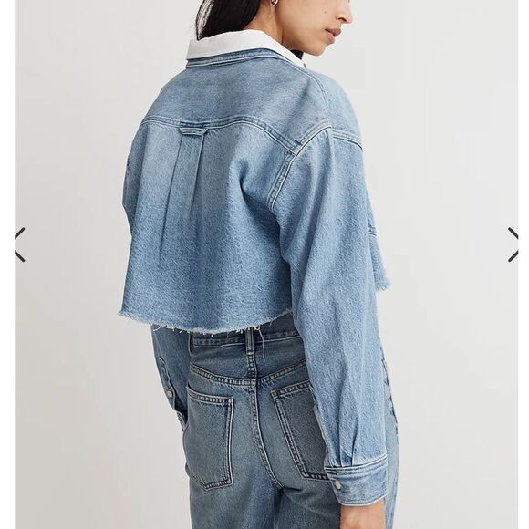 Madewell x Molly Dickson Denim Oversized Crop Shirt - Picture 3 of 7
